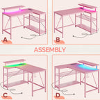 L-Shaped Gaming Desk with RGB LED Lights