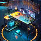 L-Shaped Gaming Desk with RGB LED Lights