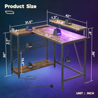 L-Shaped Gaming Desk with RGB LED Lights