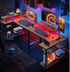 L-Shaped Gaming Desk with RGB LED Lights