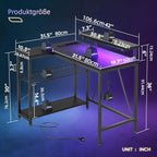 L-Shaped Gaming Desk with RGB LED Lights