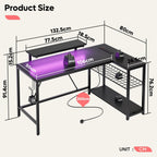 L-Shaped Gaming Desk with RGB LED Lights
