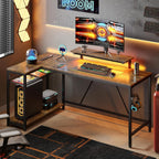 L-Shaped Gaming Desk with RGB LED Lights