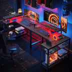 L-Shaped Gaming Desk with RGB LED Lights