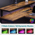 L-Shaped Gaming Desk with RGB LED Lights