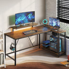 L-Shaped Gaming Desk with RGB LED Lights