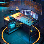 L-Shaped Gaming Desk with RGB LED Lights