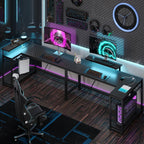 L-Shaped Gaming Desk with RGB LED Lights
