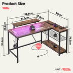 L-Shaped Gaming Desk with RGB LED Lights