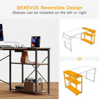 Bexevue L Shaped Gaming Desk with Power Outlets