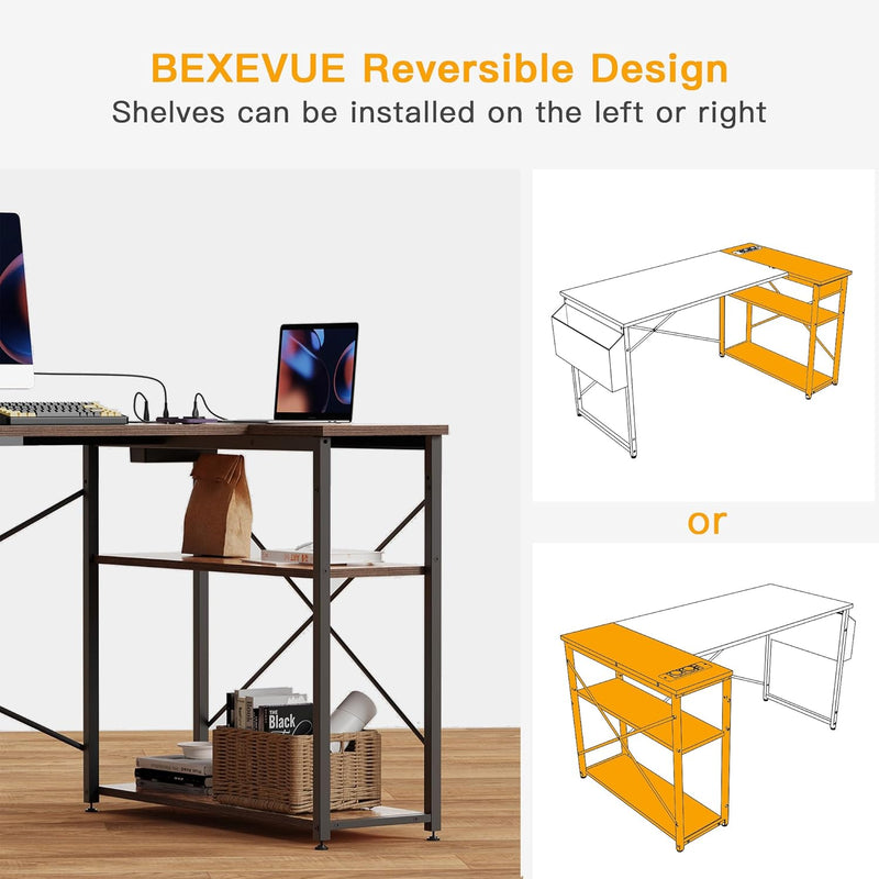 Small L Shaped Desk with Power Outlets