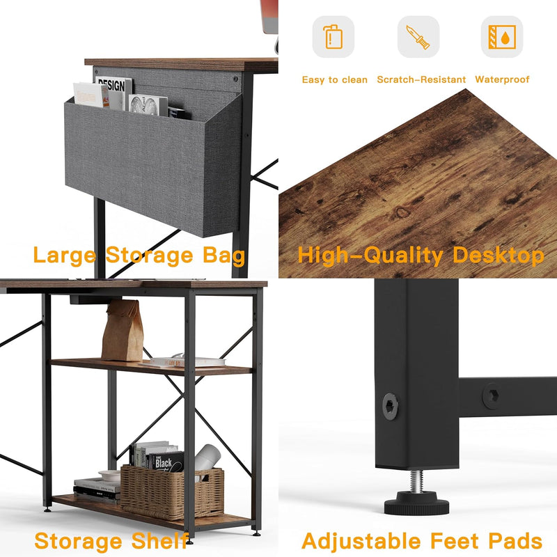 Small L Shaped Desk with Power Outlets