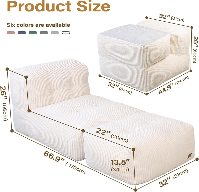 Big Bean Bag Chair for Adults 170"x80" Lounger