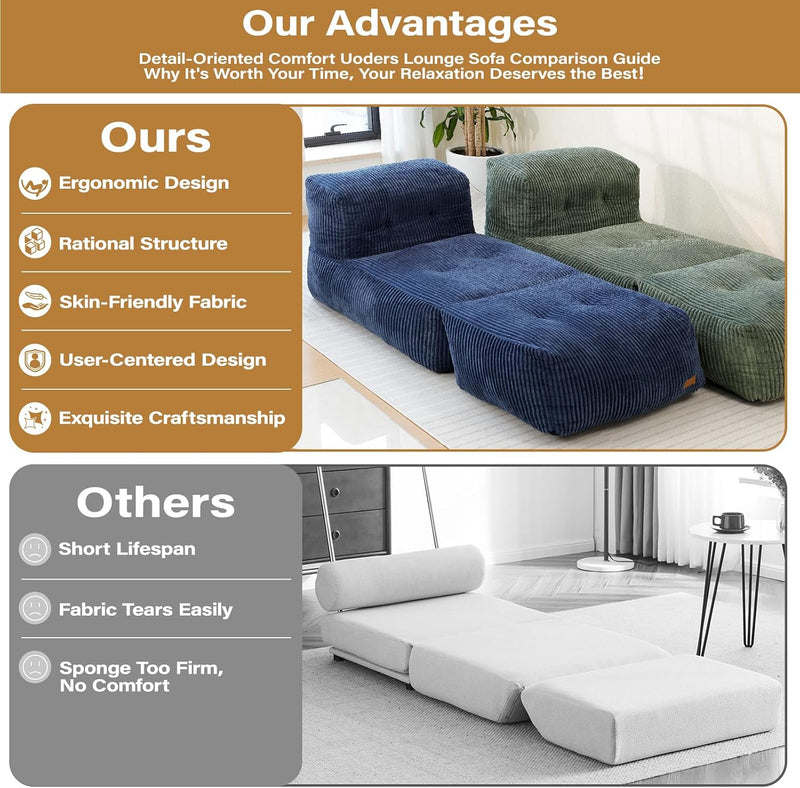 Big Bean Bag Chair for Adults 170"x80" Lounger