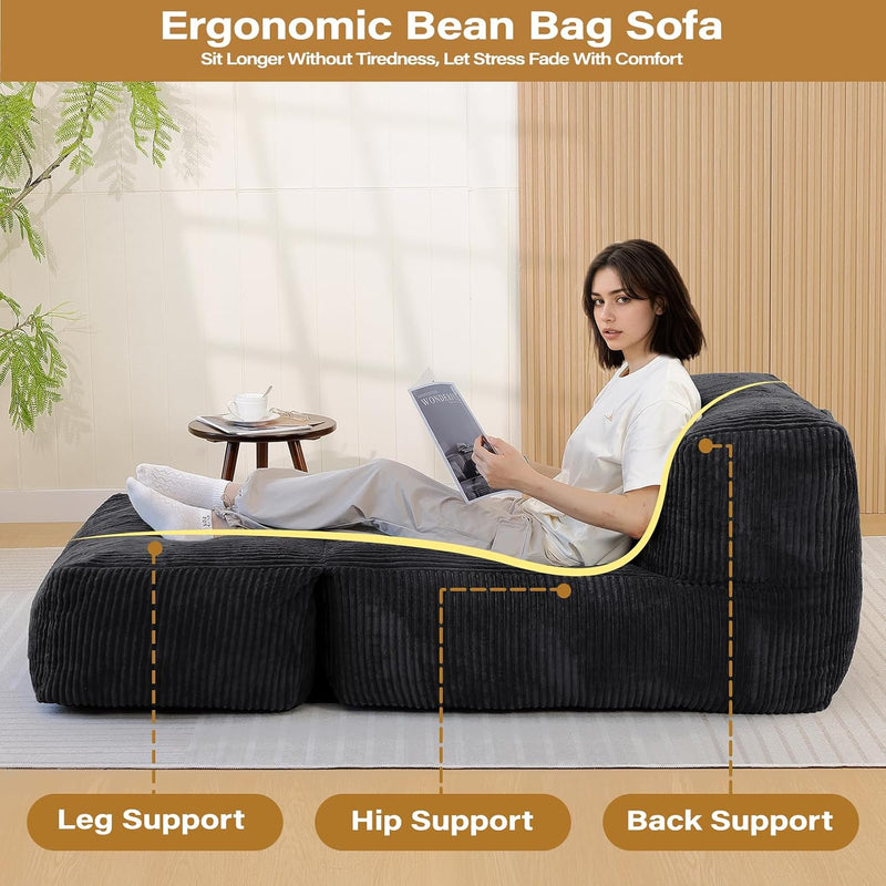 Big Bean Bag Chair for Adults 170"x80" Lounger