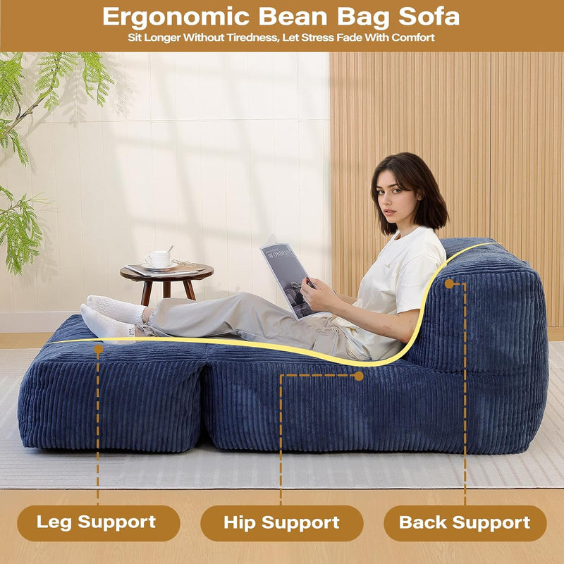 Big Bean Bag Chair for Adults 170"x80" Lounger