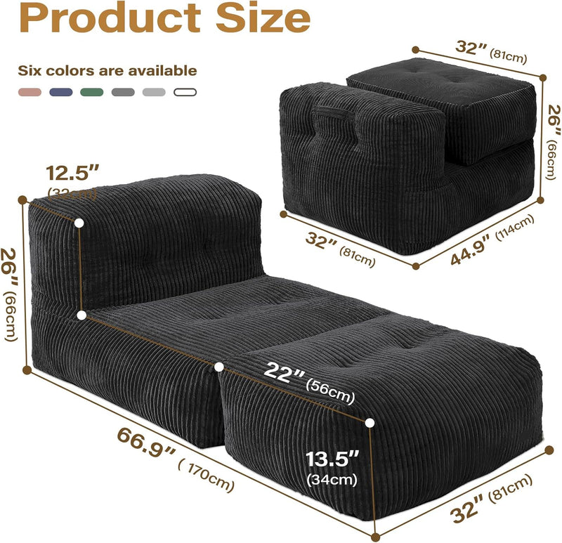 Big Bean Bag Chair for Adults 170"x80" Lounger