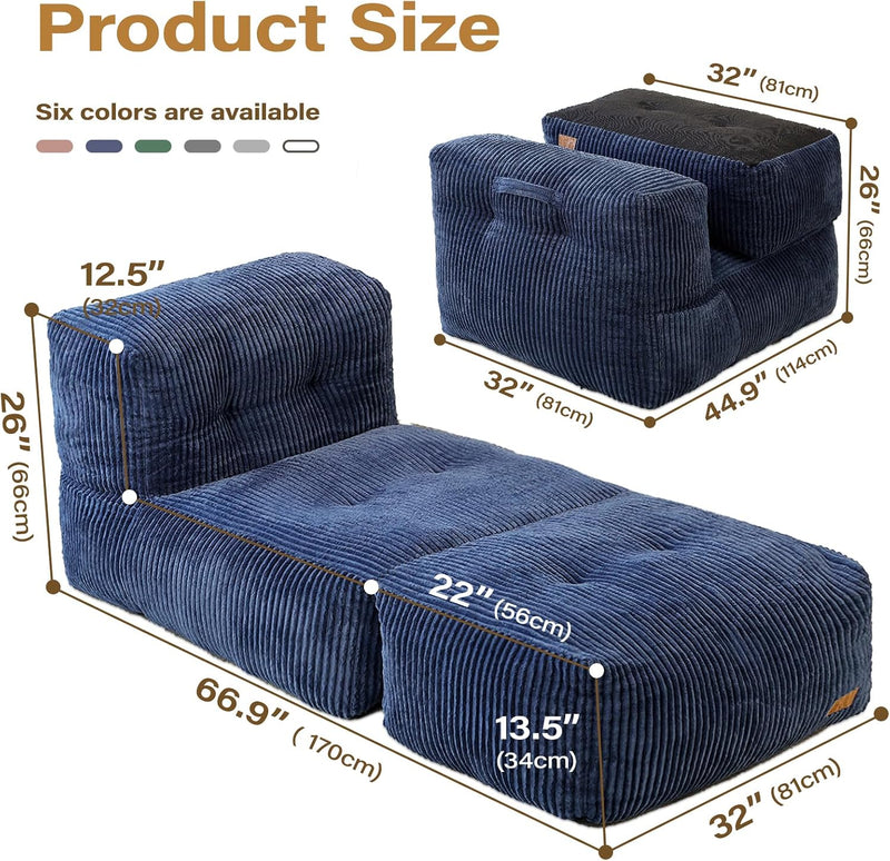 Big Bean Bag Chair for Adults 170"x80" Lounger