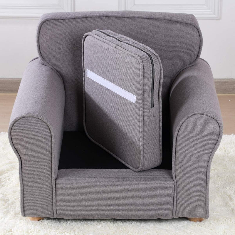 Big Kids Armchair Linen Fabric Toddler Sofa Chair
