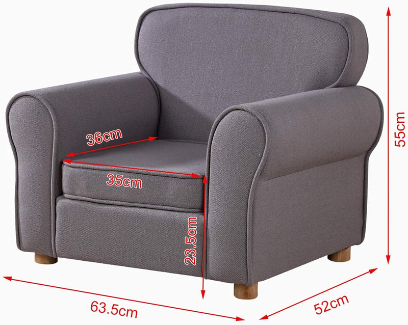 Big Kids Armchair Linen Fabric Toddler Sofa Chair