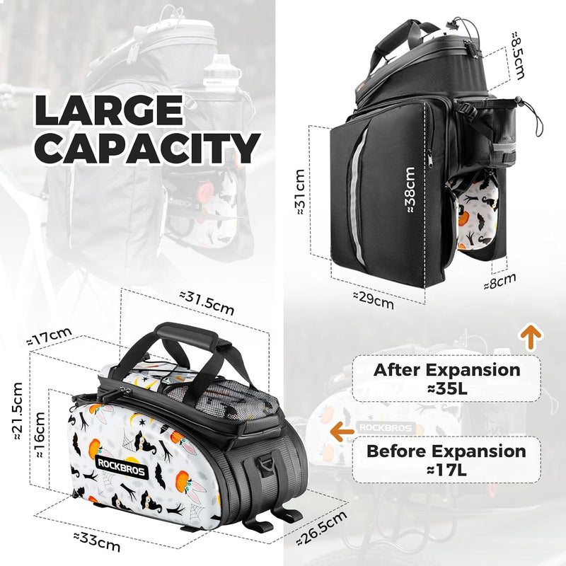 Bike Rack Bag Waterproof 17-35L Bags for Rear