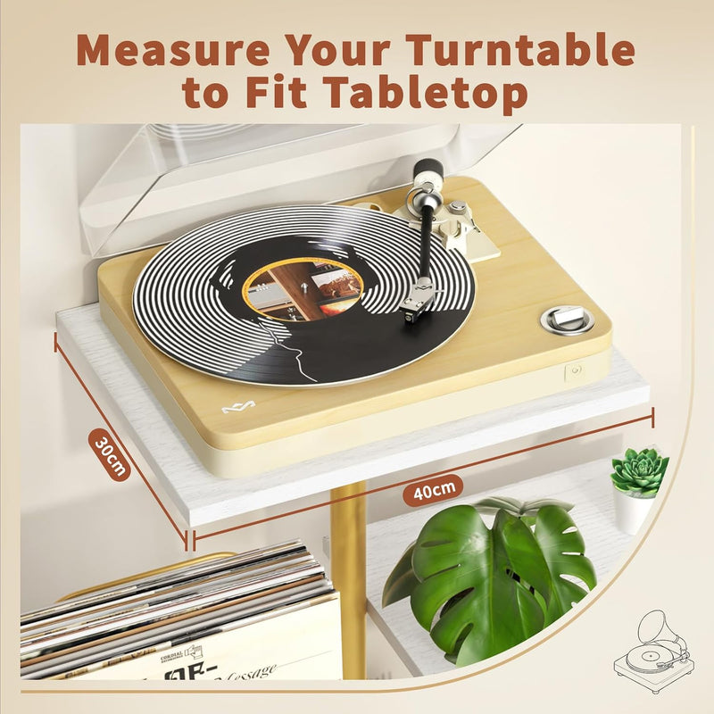 Botanical Record Player Stand with Vinyl Storage Wooden