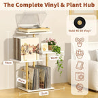 Botanical Record Player Stand with Vinyl Storage Wooden