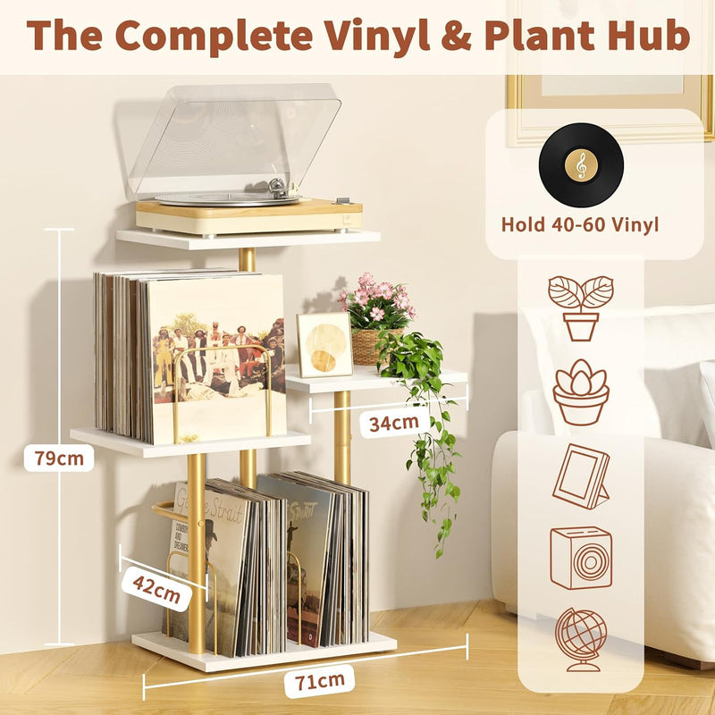 Botanical Record Player Stand with Vinyl Storage Wooden