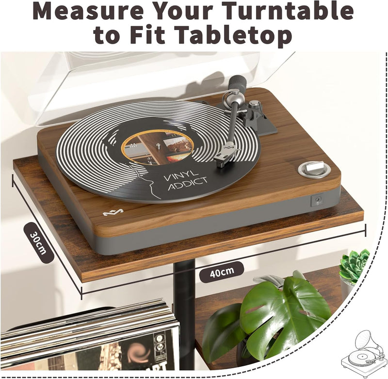 Botanical Record Player Stand with Vinyl Storage Wooden