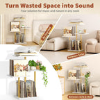 Botanical Record Player Stand with Vinyl Storage Wooden