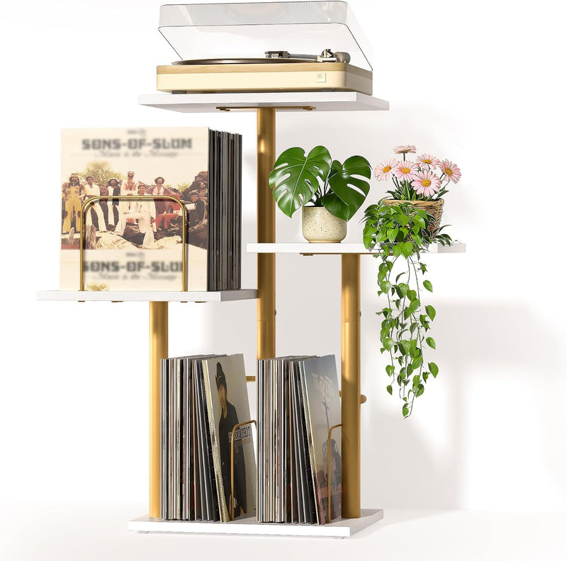 Botanical Record Player Stand with Vinyl Storage Wooden