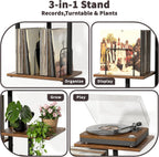 Botanical Record Player Stand with Vinyl Storage Wooden