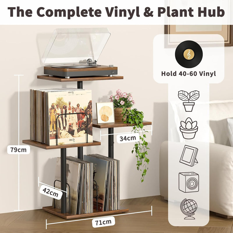 Botanical Record Player Stand with Vinyl Storage Wooden