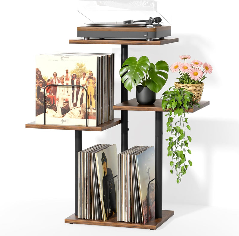 Botanical Record Player Stand with Vinyl Storage Wooden