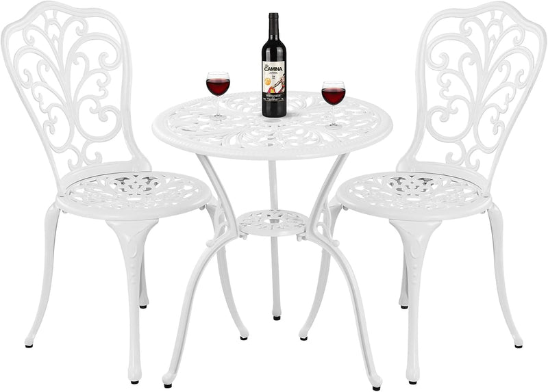 Bistro Table and Chairs Set 2 Aluminium Garden