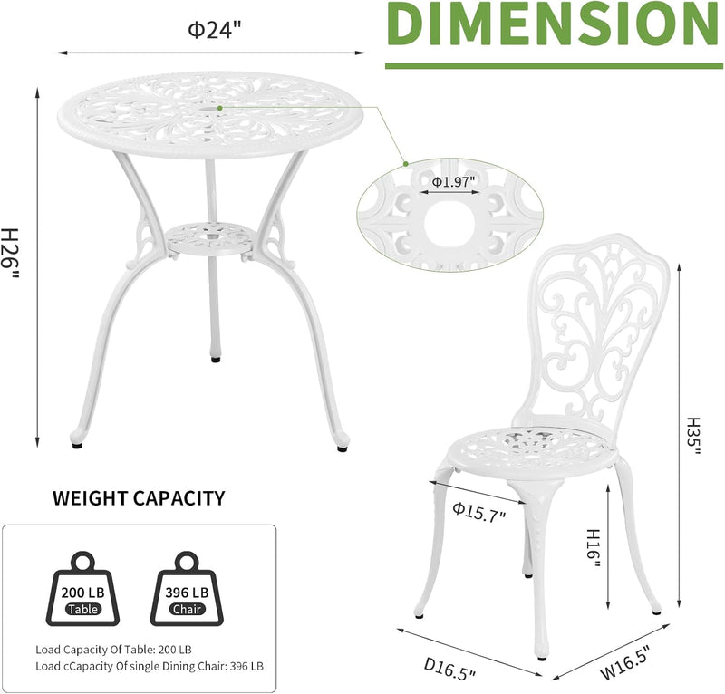 Bistro Table and Chairs Set 2 Aluminium Garden