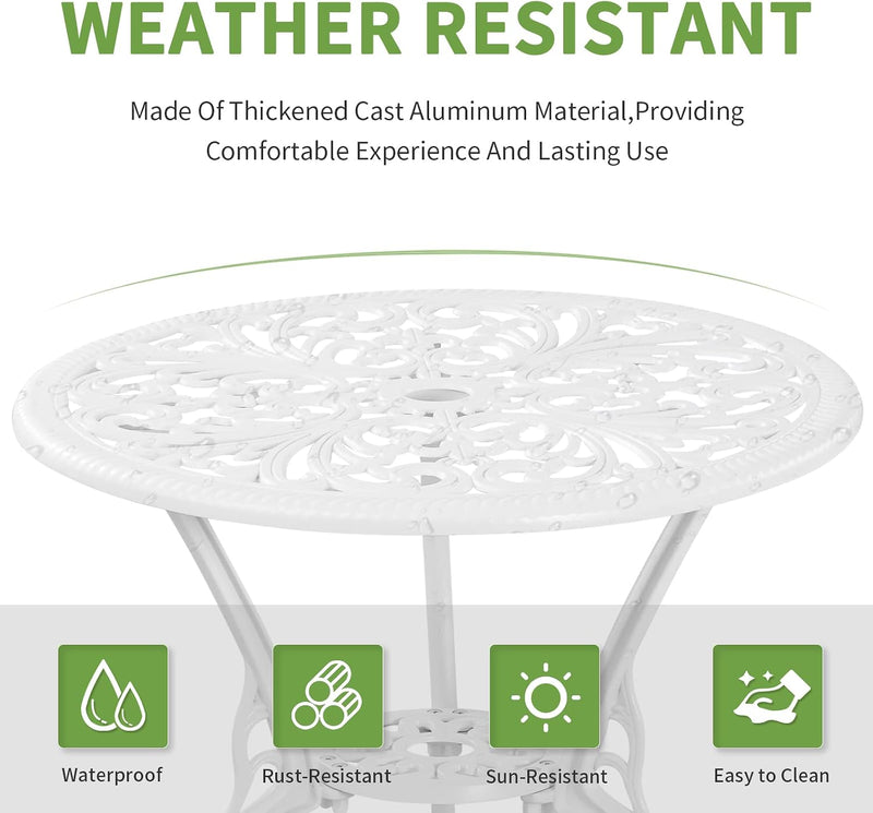 Bistro Table and Chairs Set 2 Aluminium Garden