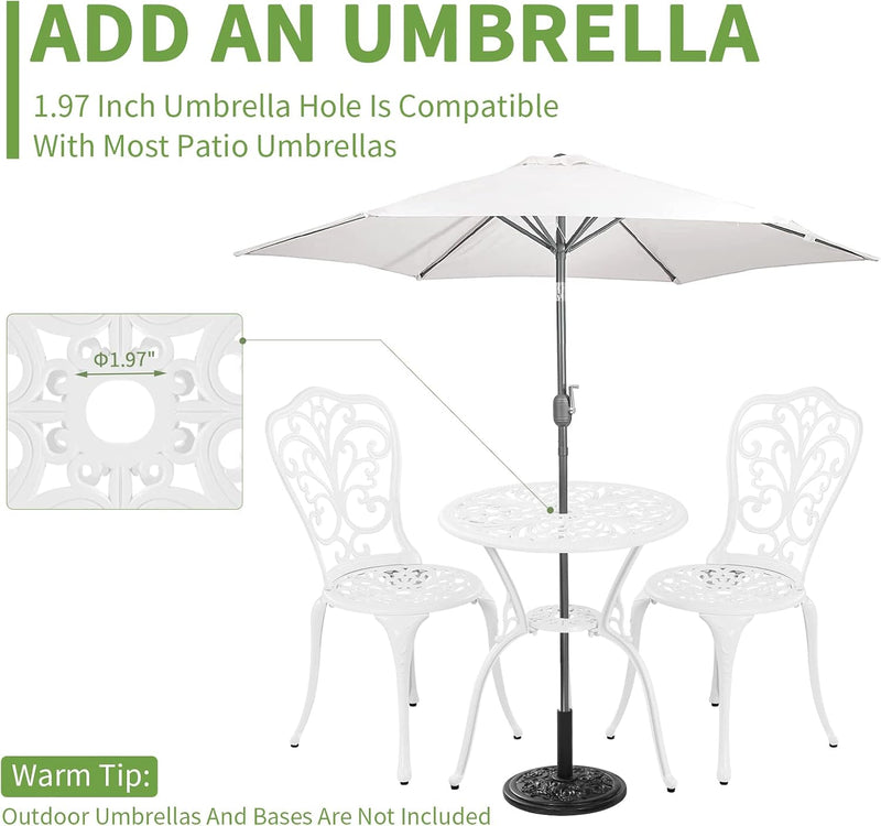 Bistro Table and Chairs Set 2 Aluminium Garden
