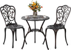 Bistro Table and Chairs Set 2 Aluminium Garden