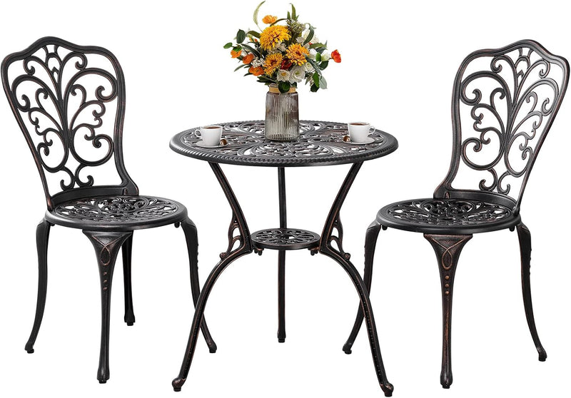 Bistro Table and Chairs Set 2 Aluminium Garden