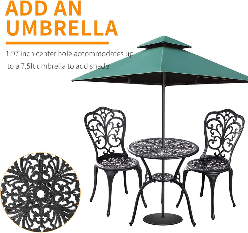 Bistro Table and Chairs Set 2 Aluminium Garden