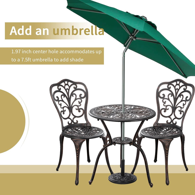 Bistro Table and Chairs Set 2 Aluminium Garden