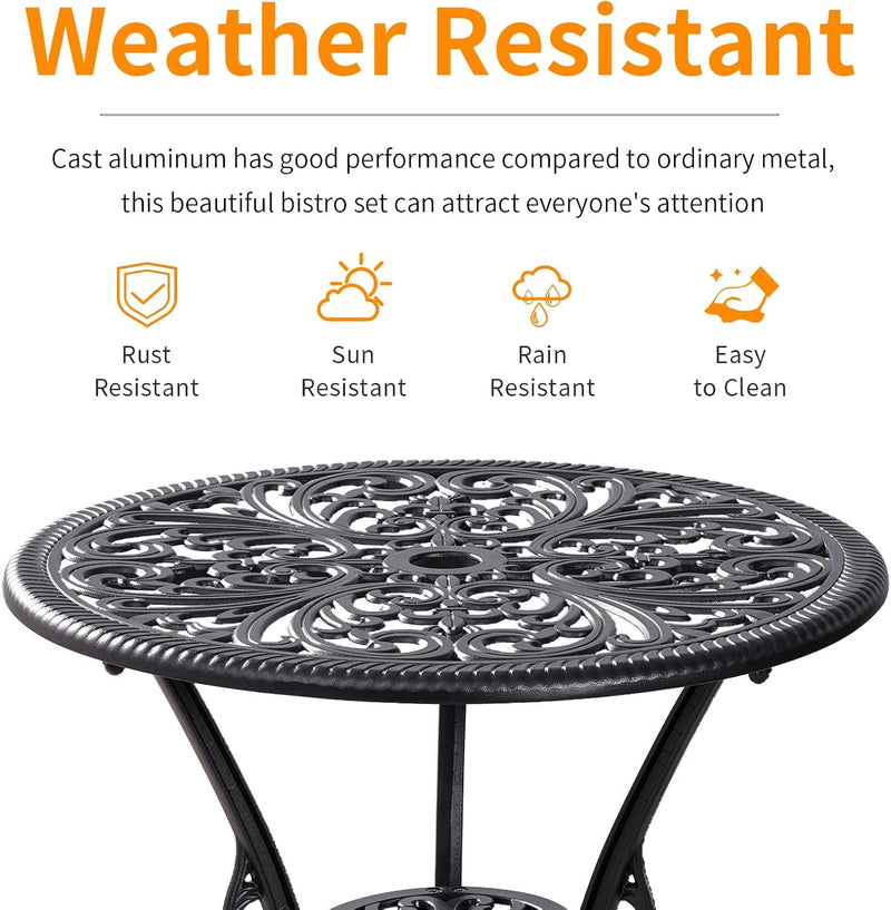 Bistro Table and Chairs Set 2 Aluminium Garden