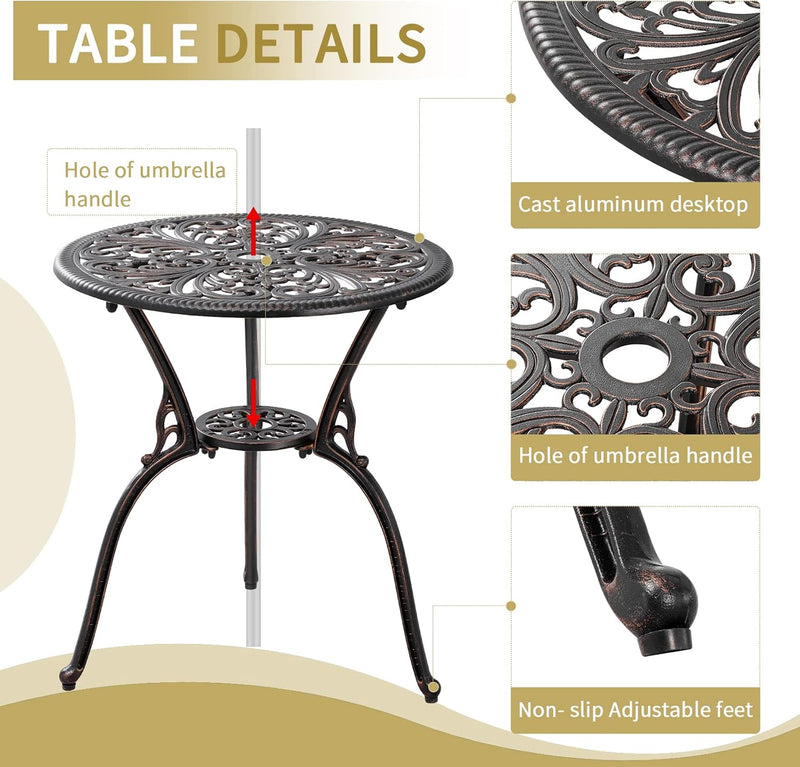 Bistro Table and Chairs Set 2 Aluminium Garden