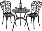 Bistro Table and Chairs Set 2 Aluminium Garden