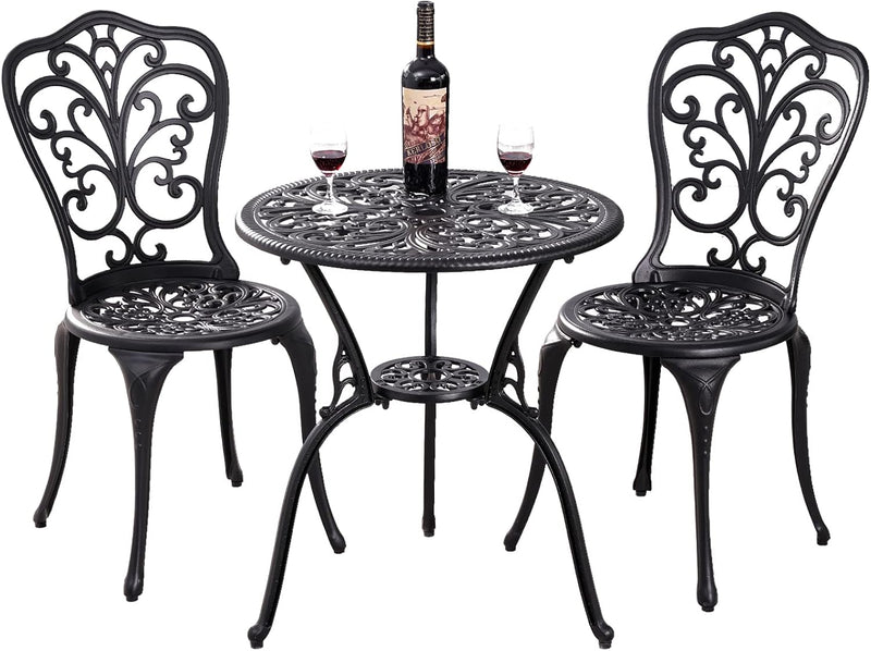 Bistro Table and Chairs Set 2 Aluminium Garden