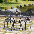 Bistro Table and Chairs Set 2 Aluminium Garden