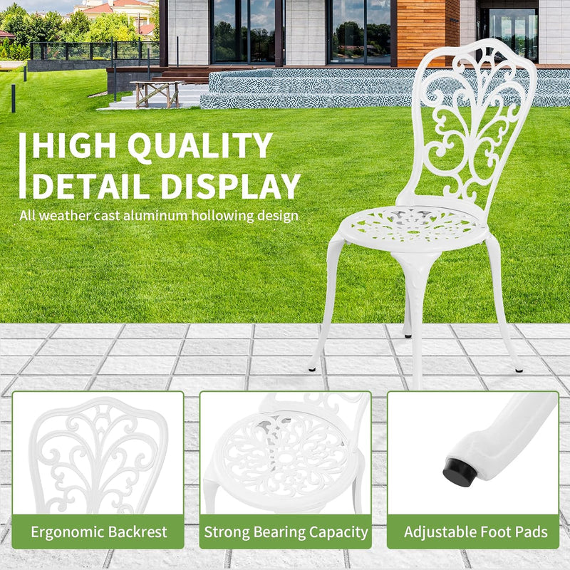 Bistro Table and Chairs Set 2 Aluminium Garden