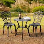 Bistro Table and Chairs Set 2 Aluminium Garden