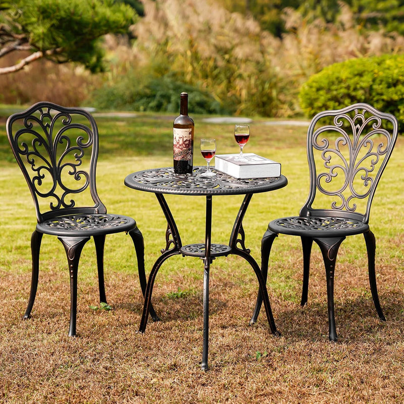 Bistro Table and Chairs Set 2 Aluminium Garden